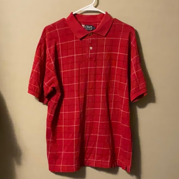 Chaps Men's Red Checkered Polo Shirt - Picture 1 of 6